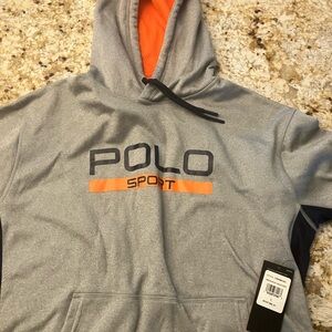Polo Sport Gray Hoodie with Orange Accents